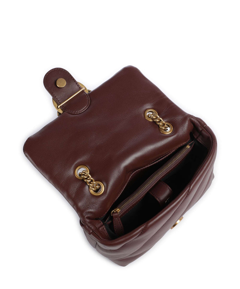 Pinko Love Puff Mini Shoulder bag burgundy wine/antique gold