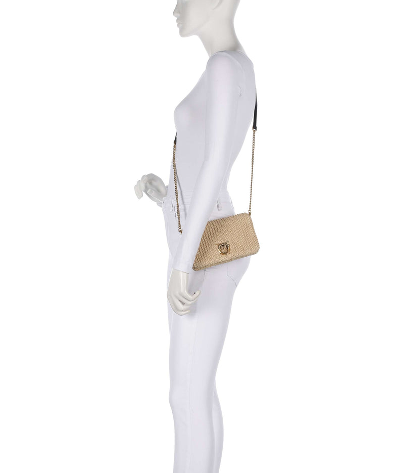 Pinko Love Click Soft Horizontal Mini Crossbody bag rafia/nero/antique gold