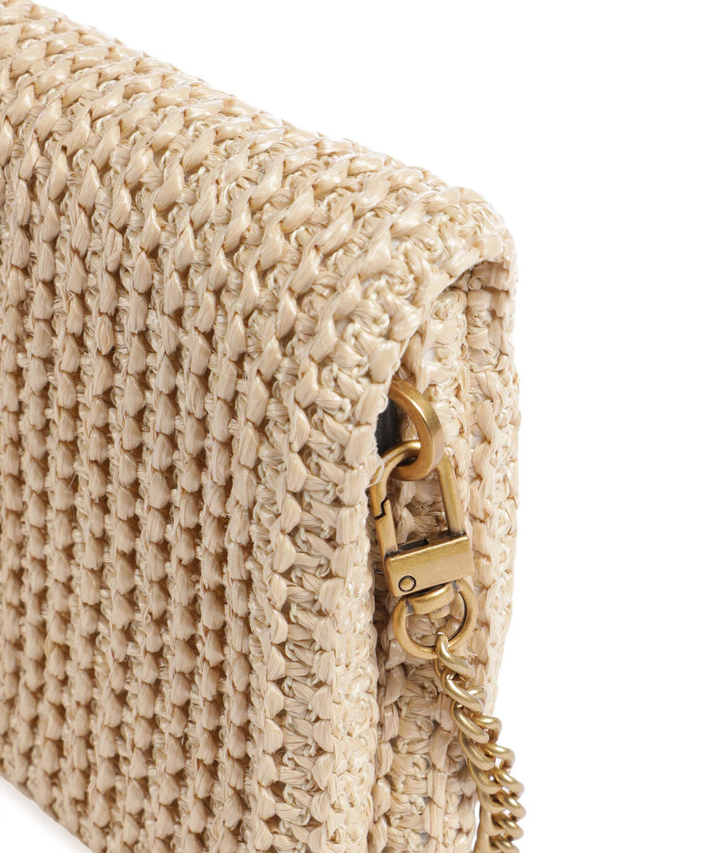 Pinko Love Click Soft Horizontal Mini Crossbody bag rafia/nero/antique gold