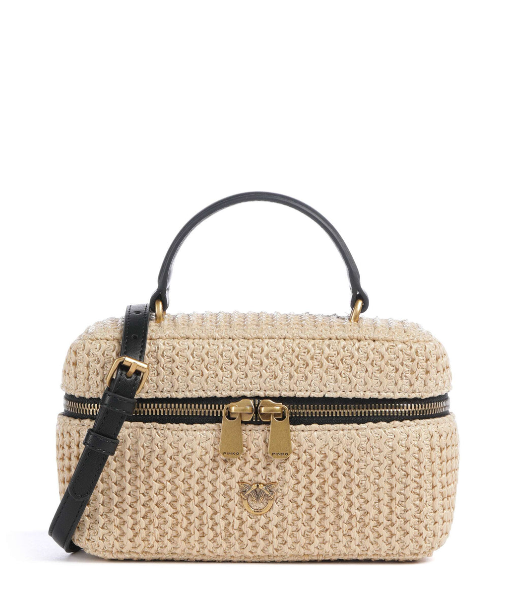 Pinko Vanity Soft Mini Crossbody bag rafia/nero/antique gold