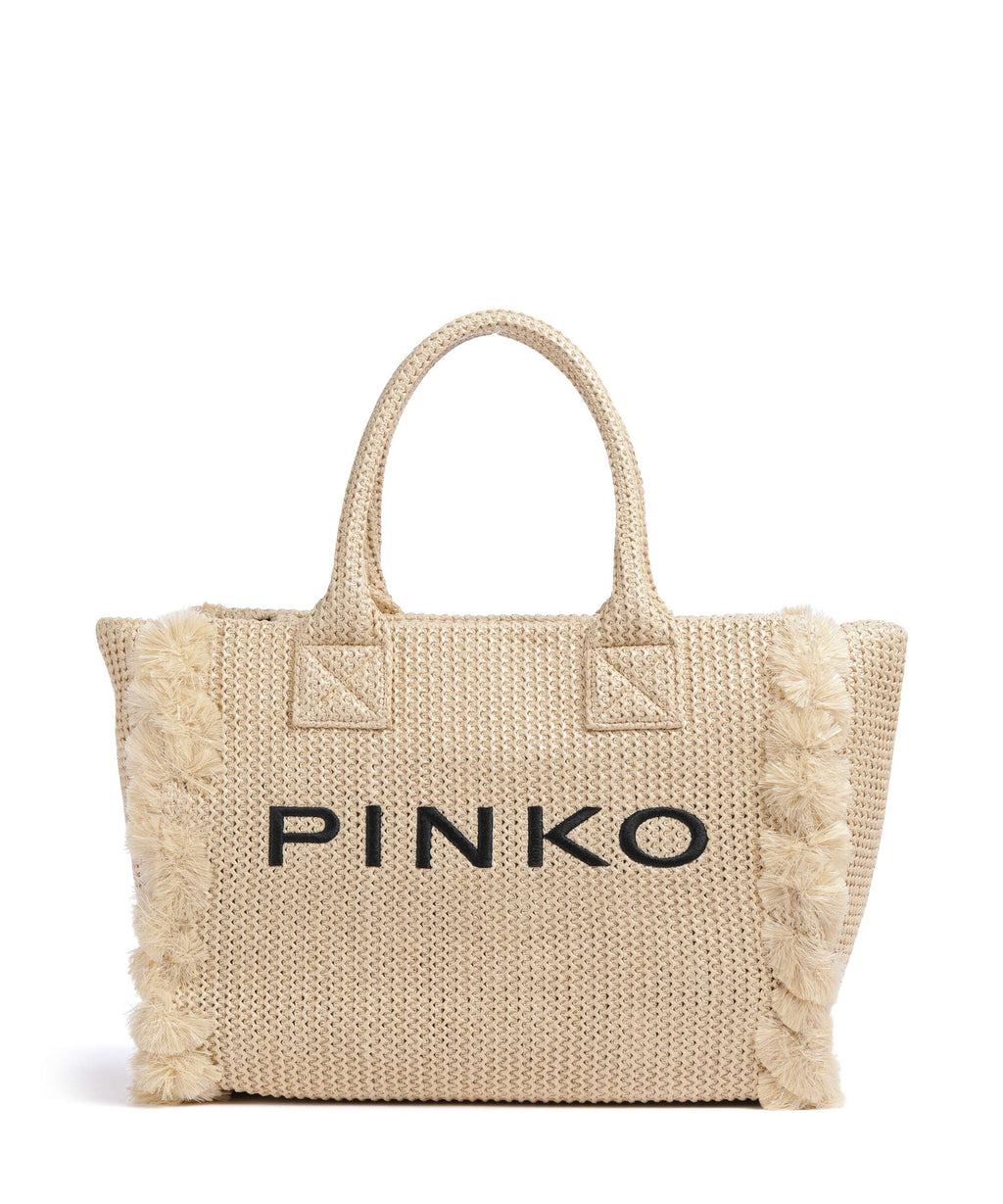 Pinko Beach Handbag paglia/nero/antique gold