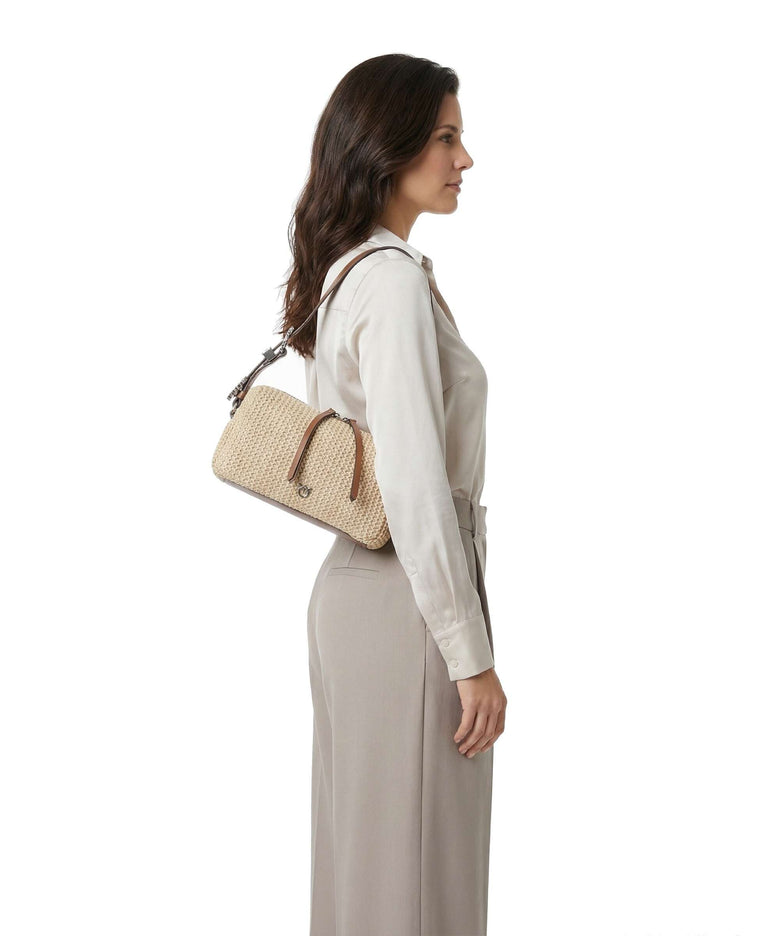 Pinko Shoulder bag paglia/cuoio/old silver