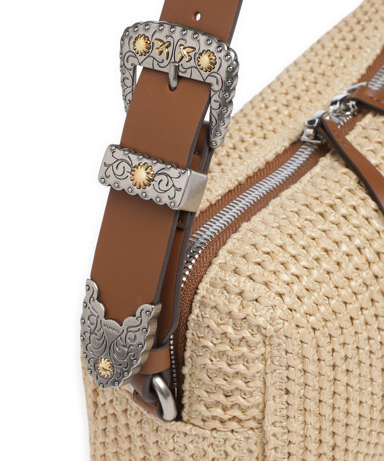 Pinko Shoulder bag paglia/cuoio/old silver