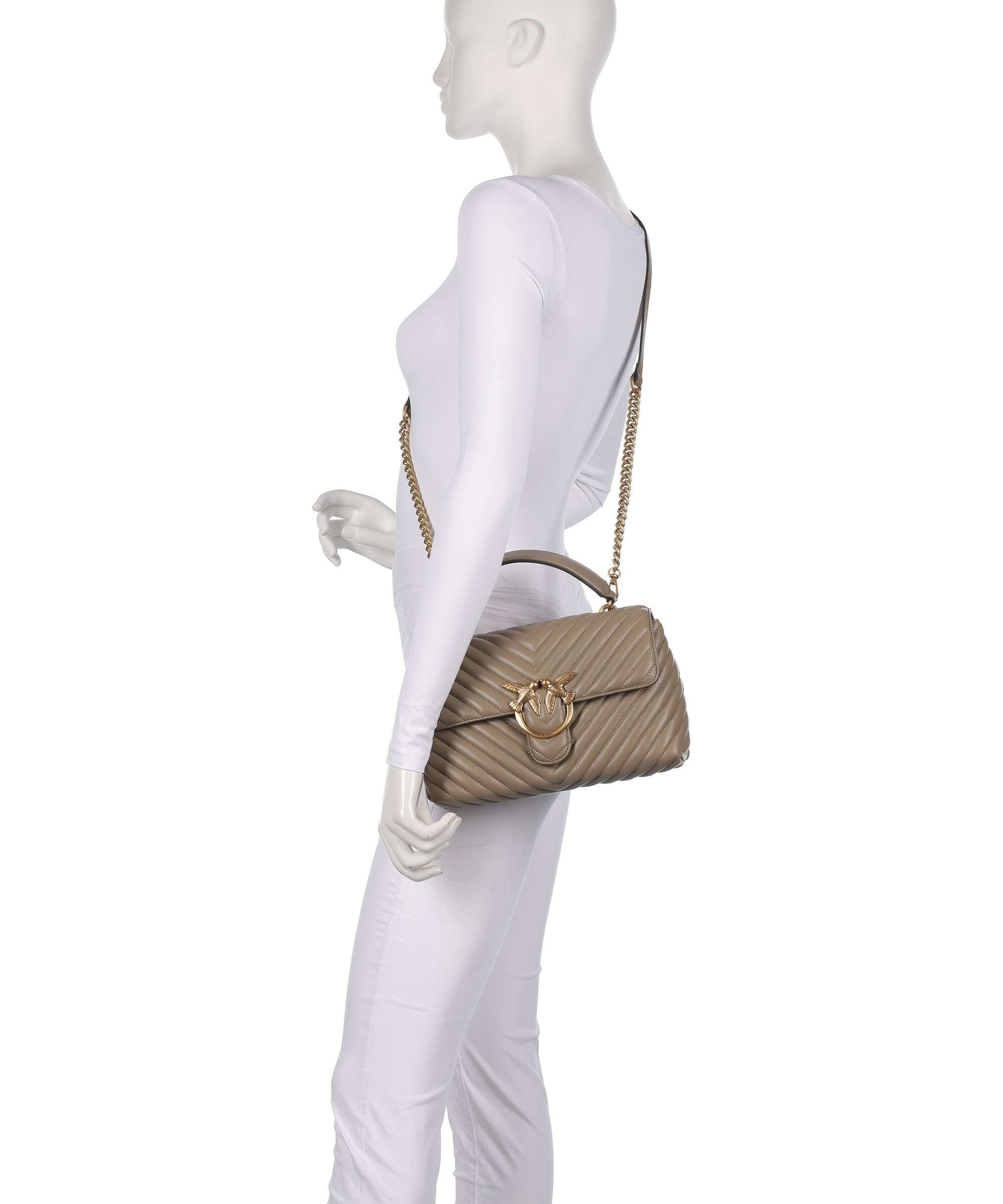 Pinko Love Lady Puff Classic Handbag grigio talpa/antique gold