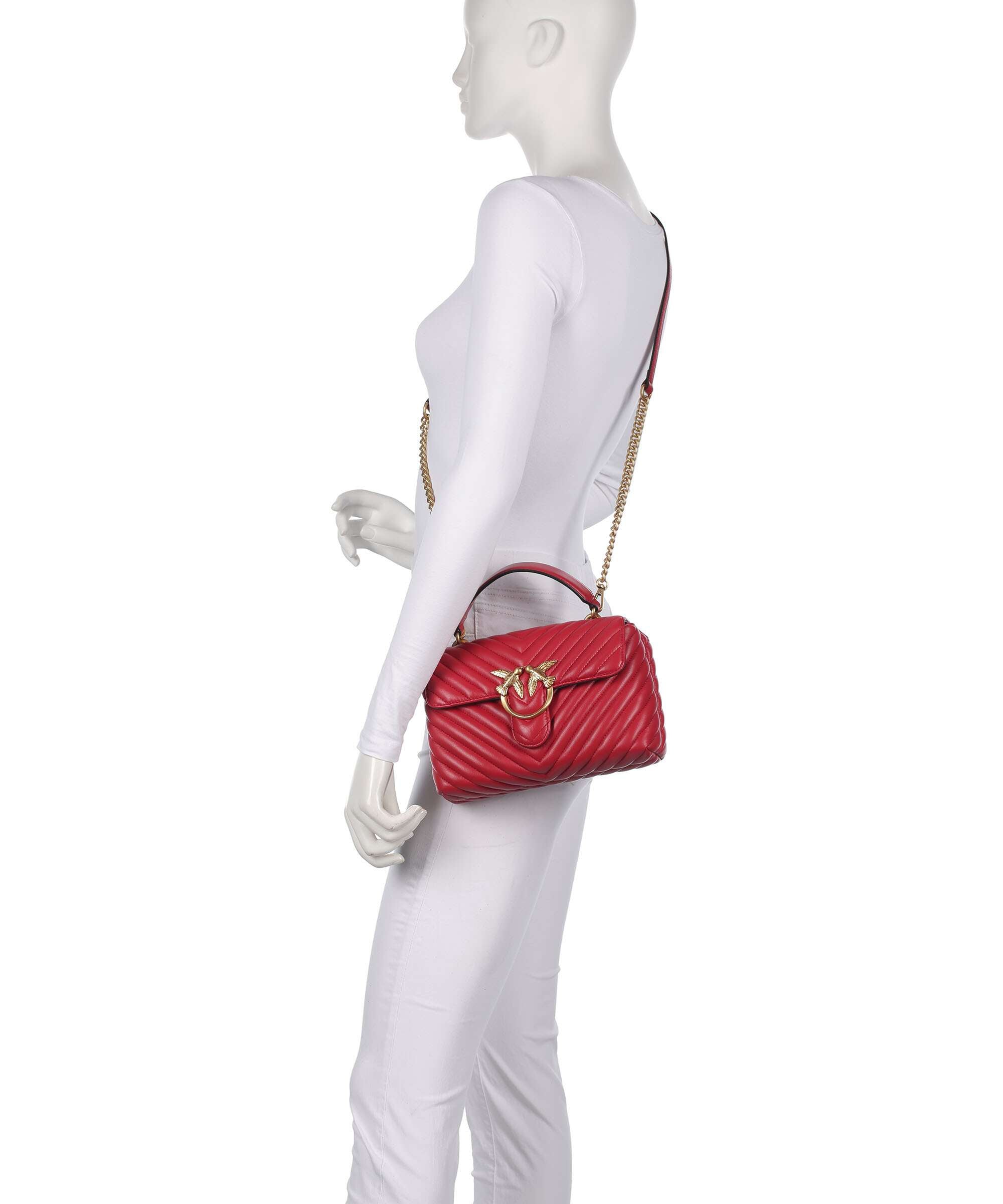 Pinko Love Lady Puff Mini Handbag rosso rio/antique gold