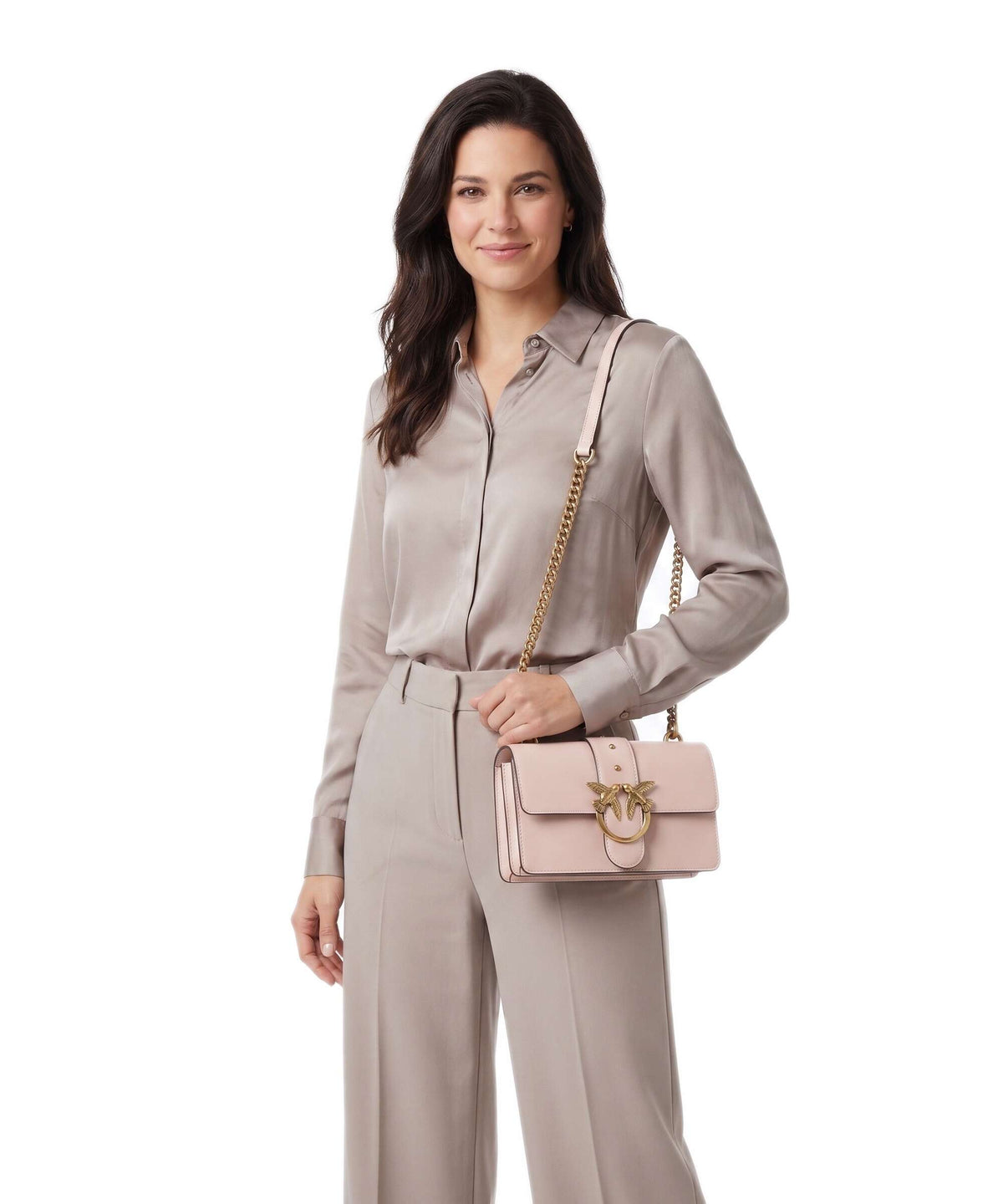 Pinko Love One Mini Crossbody bag rosa cammeo/antique gold