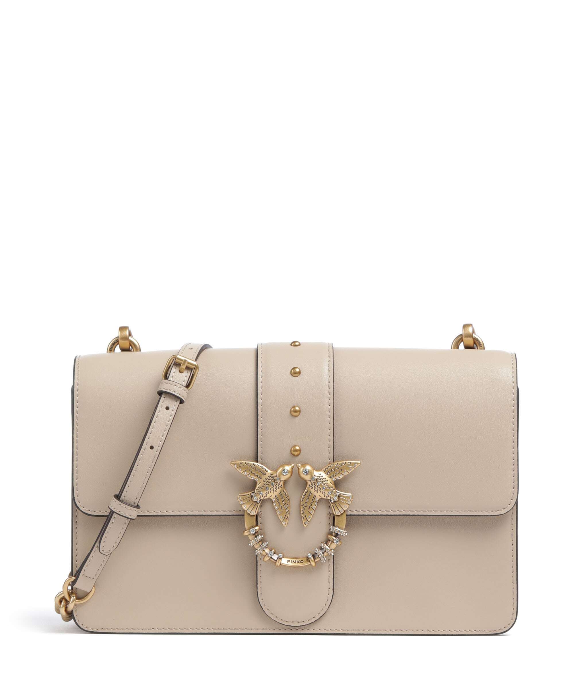 Pinko Love One Classic New Buckle Crossbody bag beige/grigio fumo/antique gold