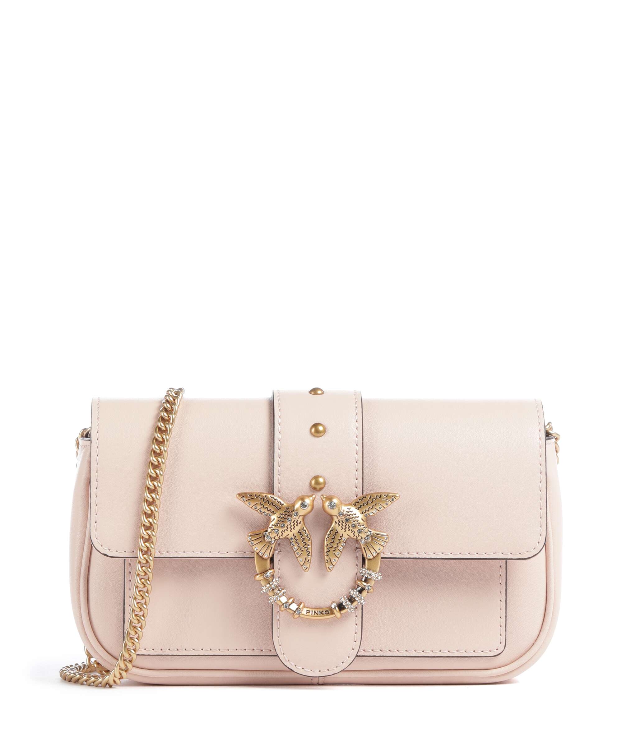Pinko Love One Pocket New Buckle Crossbody bag rosa cammeo/antique gold
