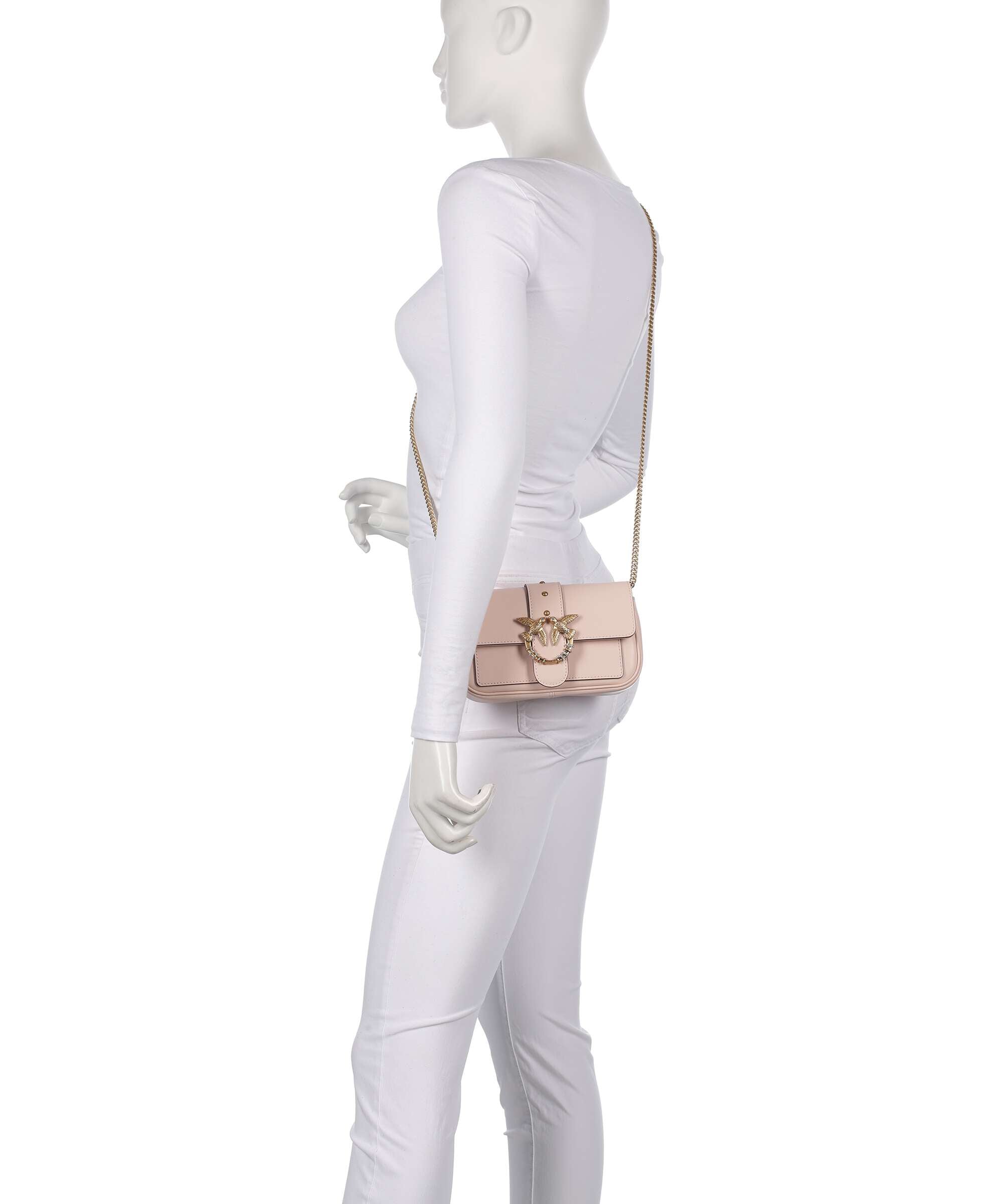 Pinko Love One Pocket New Buckle Crossbody bag rosa cammeo/antique gold
