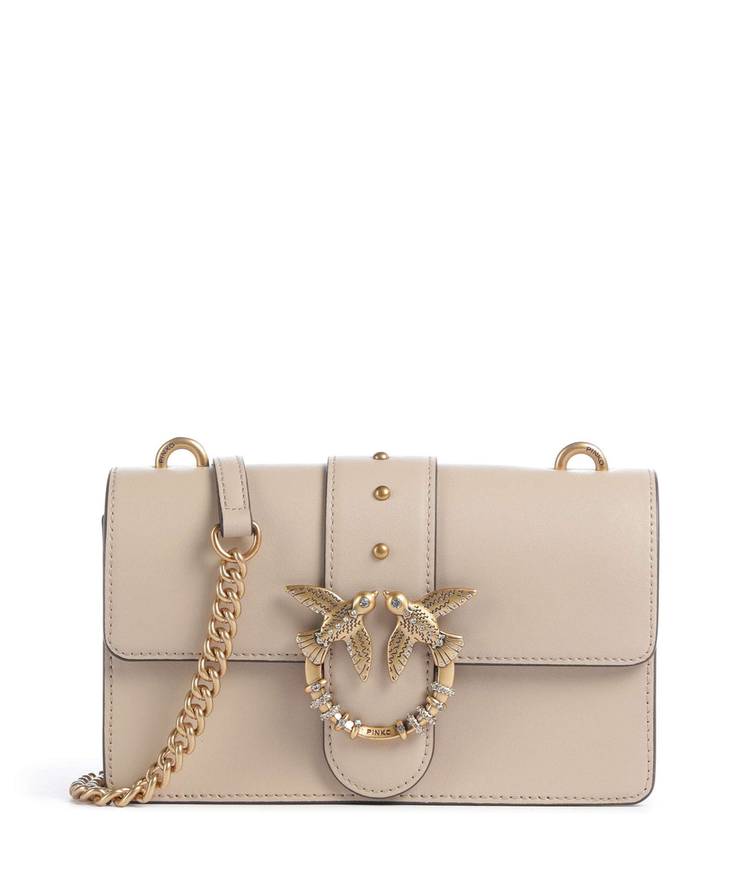 Pinko Love One Mini New Buckle Crossbody bag beige/grigio fumo/antique gold