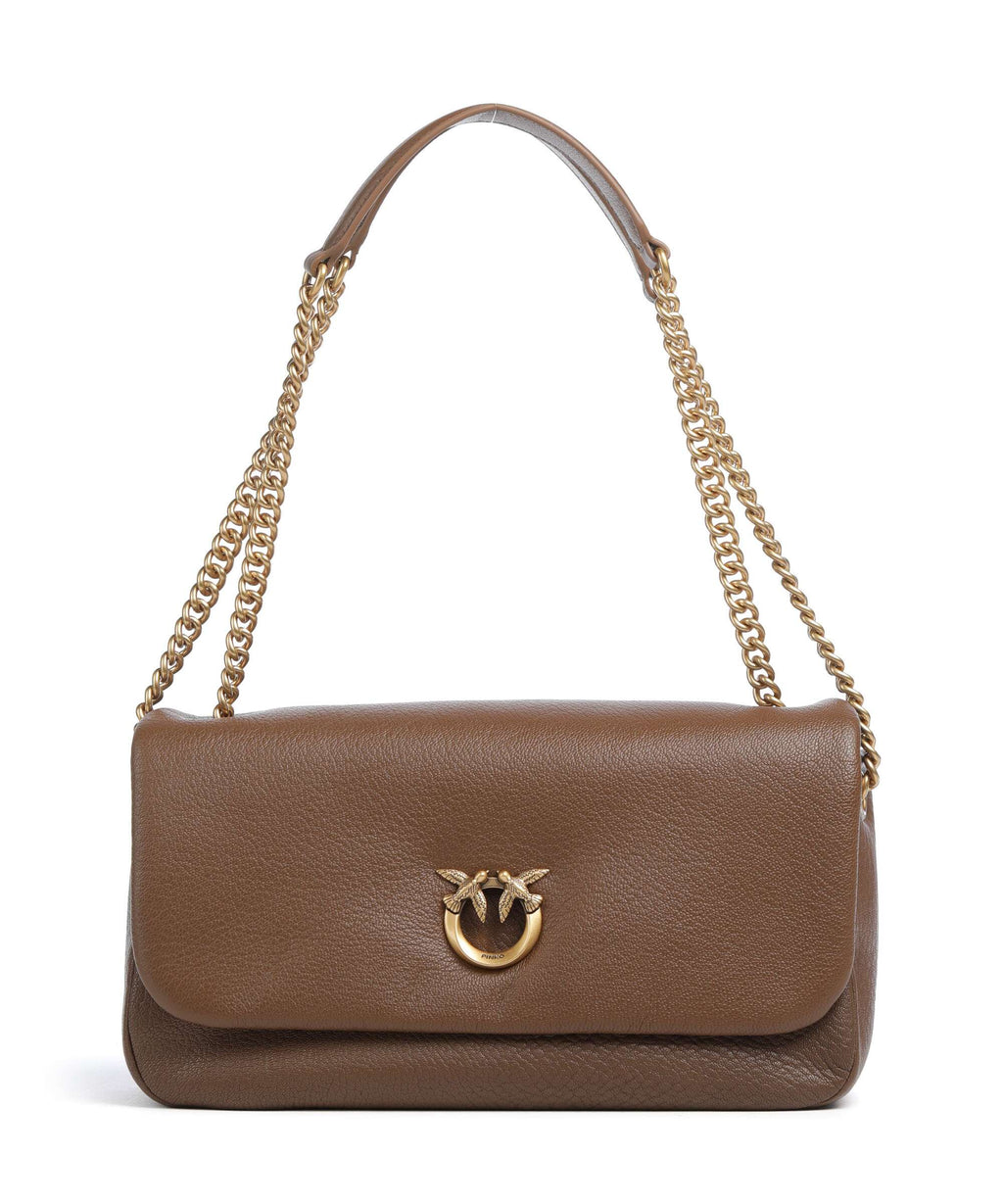 Pinko Click Soft Horizontal Chain Shoulder bag marrone cognac/antique gold