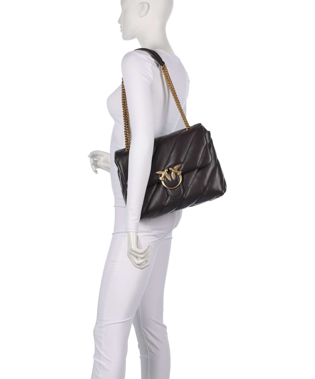 Pinko Love Puff Big Shoulder bag marrone marasca/antique gold