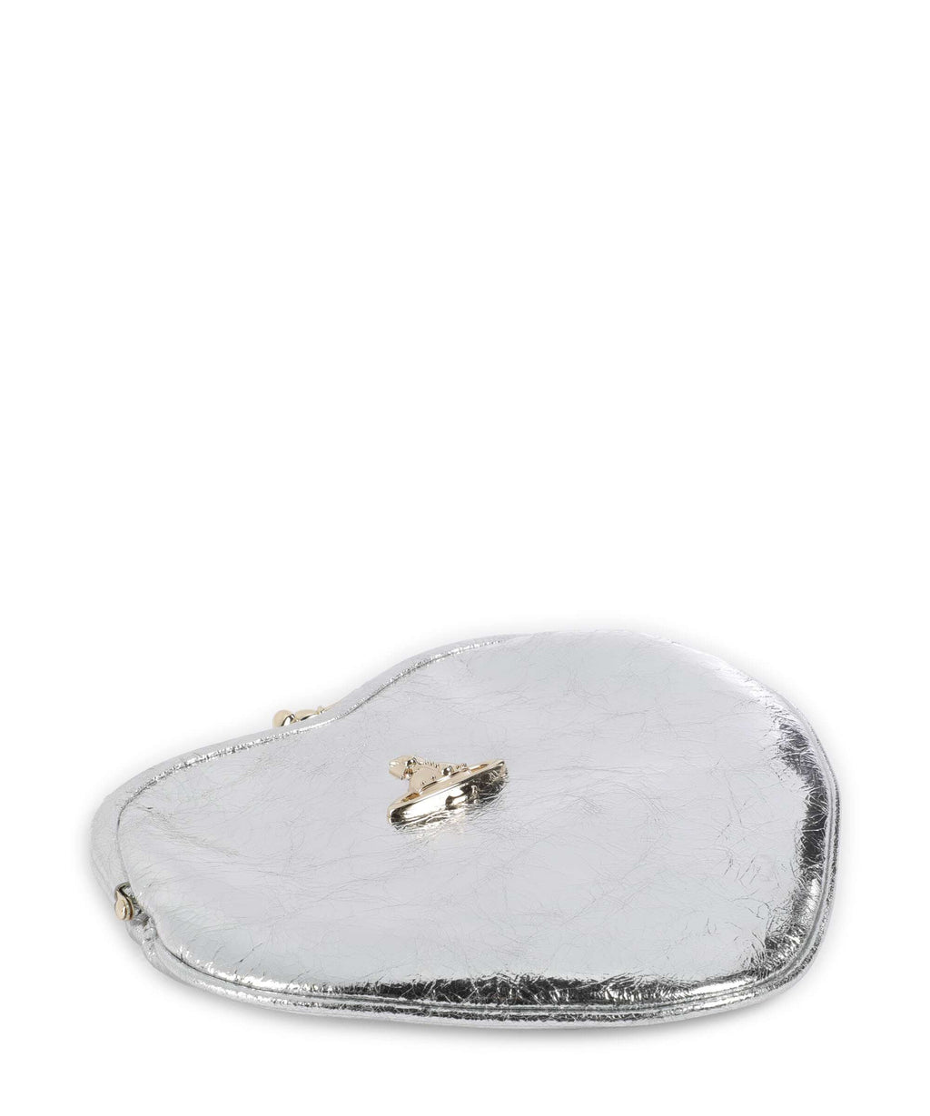 Vivienne Westwood Belle Heart Frame Metallic Crinkle Shoulder bag silver
