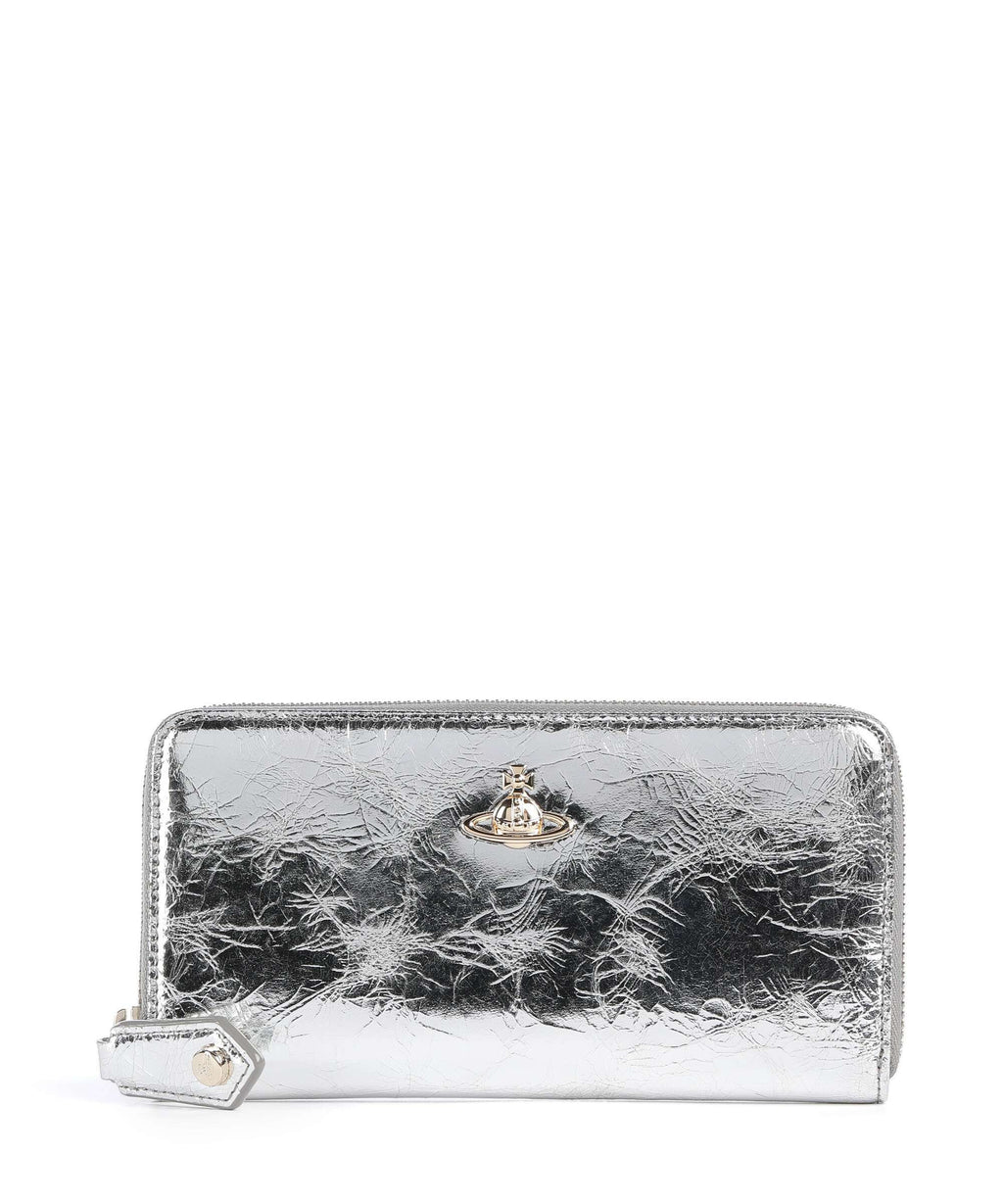 Vivienne Westwood Metallic Crinkle Classic Wallet silver