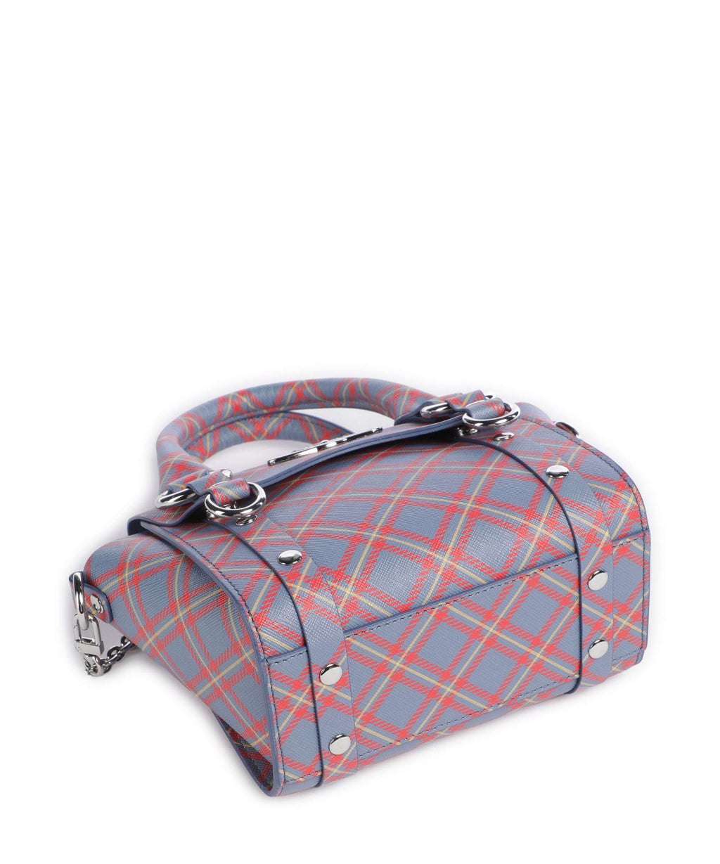 Vivienne Westwood Betty Saffiano Printed Mini Crossbody bag blue/orange tartan