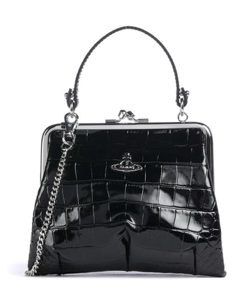 Vivienne Westwood Granny Frame Embossed Croc Borsa a tracolla black