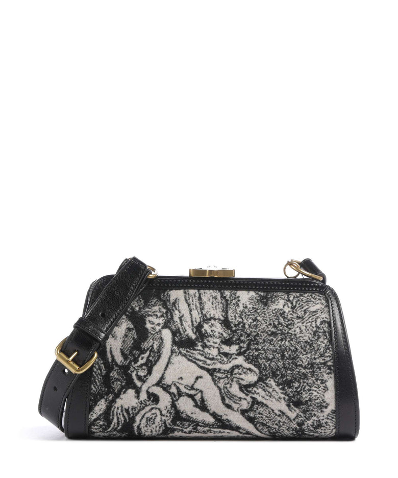 Vivienne Westwood Ascot Frame Venus Wool Jacquard Crossbody bag cream/black