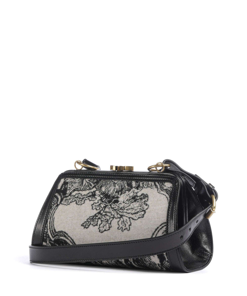 Vivienne Westwood Ascot Frame Venus Wool Jacquard Crossbody bag cream/black