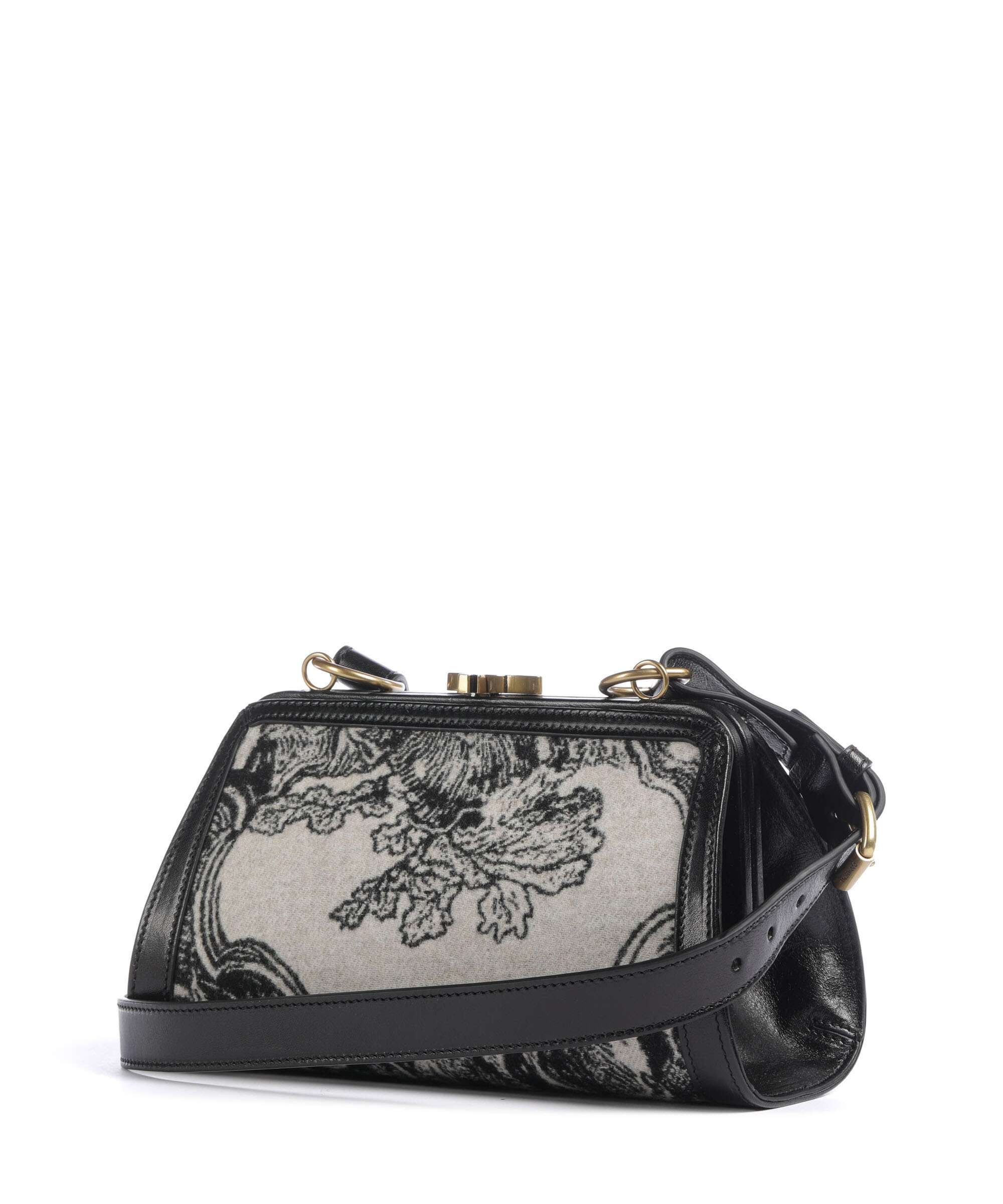 Vivienne Westwood Ascot Frame Venus Wool Jacquard Crossbody bag cream/black