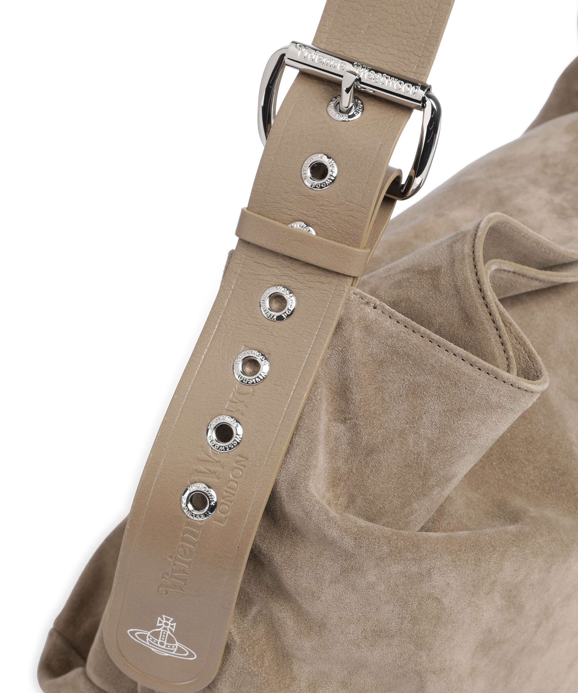 Vivienne Westwood Maxime Suede Large Hobo bag stone
