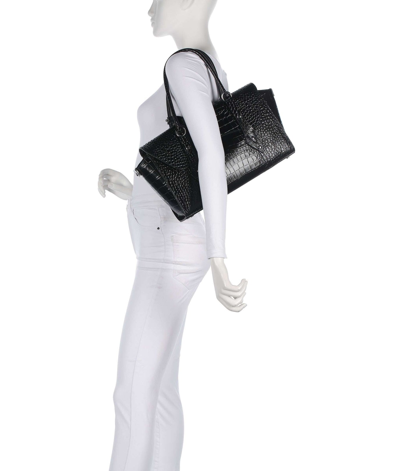 Vivienne Westwood Bettina Embossed Croc Medium Tote bag black