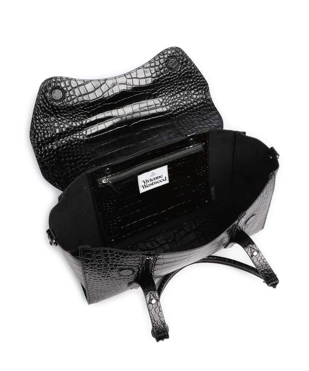 Vivienne Westwood Bettina Embossed Croc Medium Tote bag black