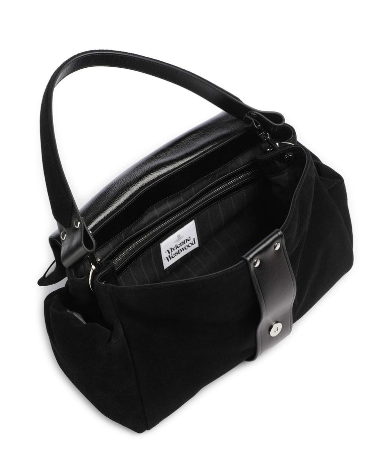 Vivienne Westwood Hazel Suede Treasure XL Shoulder bag black