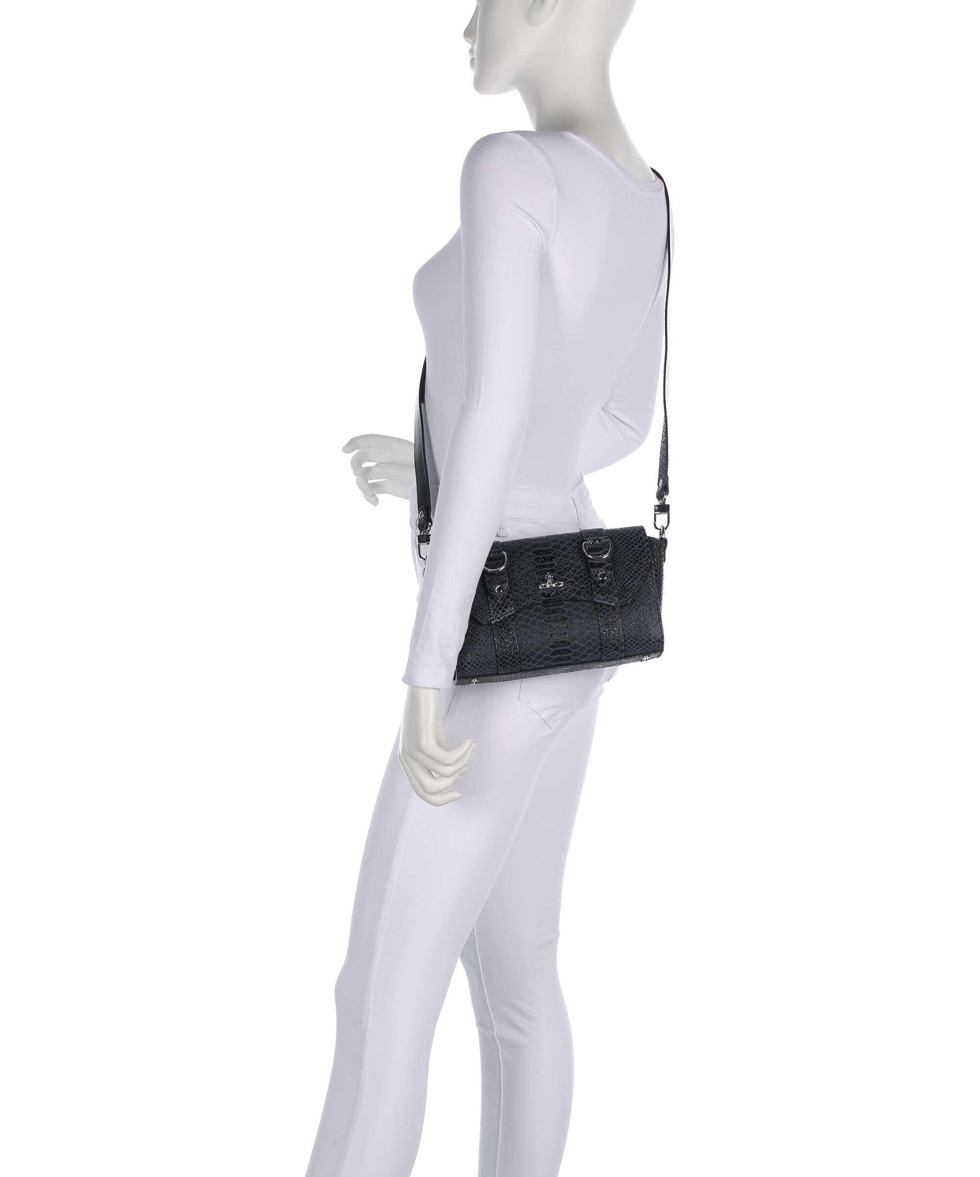 Vivienne Westwood Kimmy Snake Effect Crossbody bag dark grey