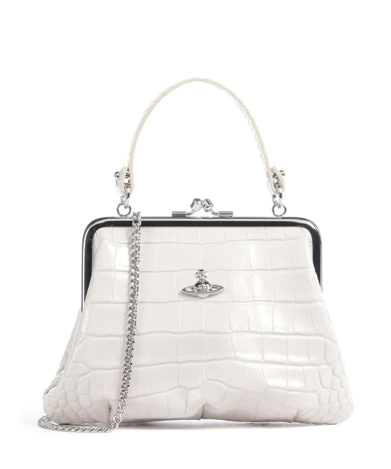 Vivienne Westwood Granny Frame Embossed Croc Handbag pearl white
