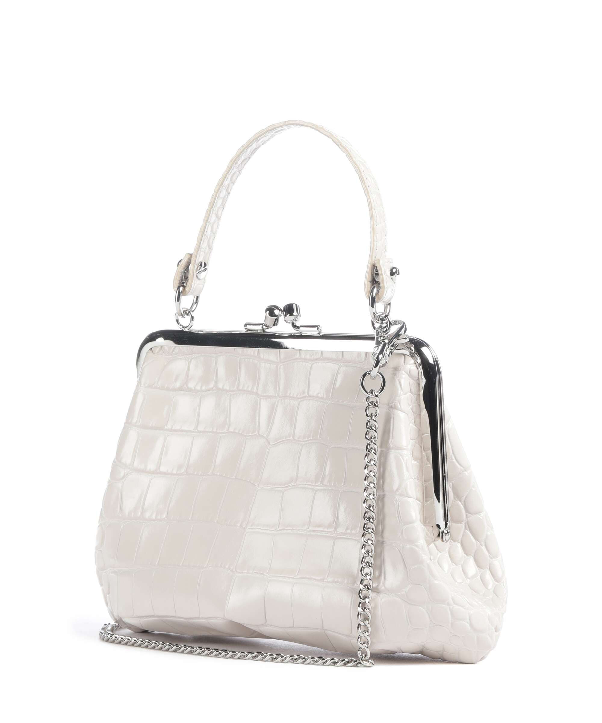 Vivienne Westwood Granny Frame Embossed Croc Handbag pearl white