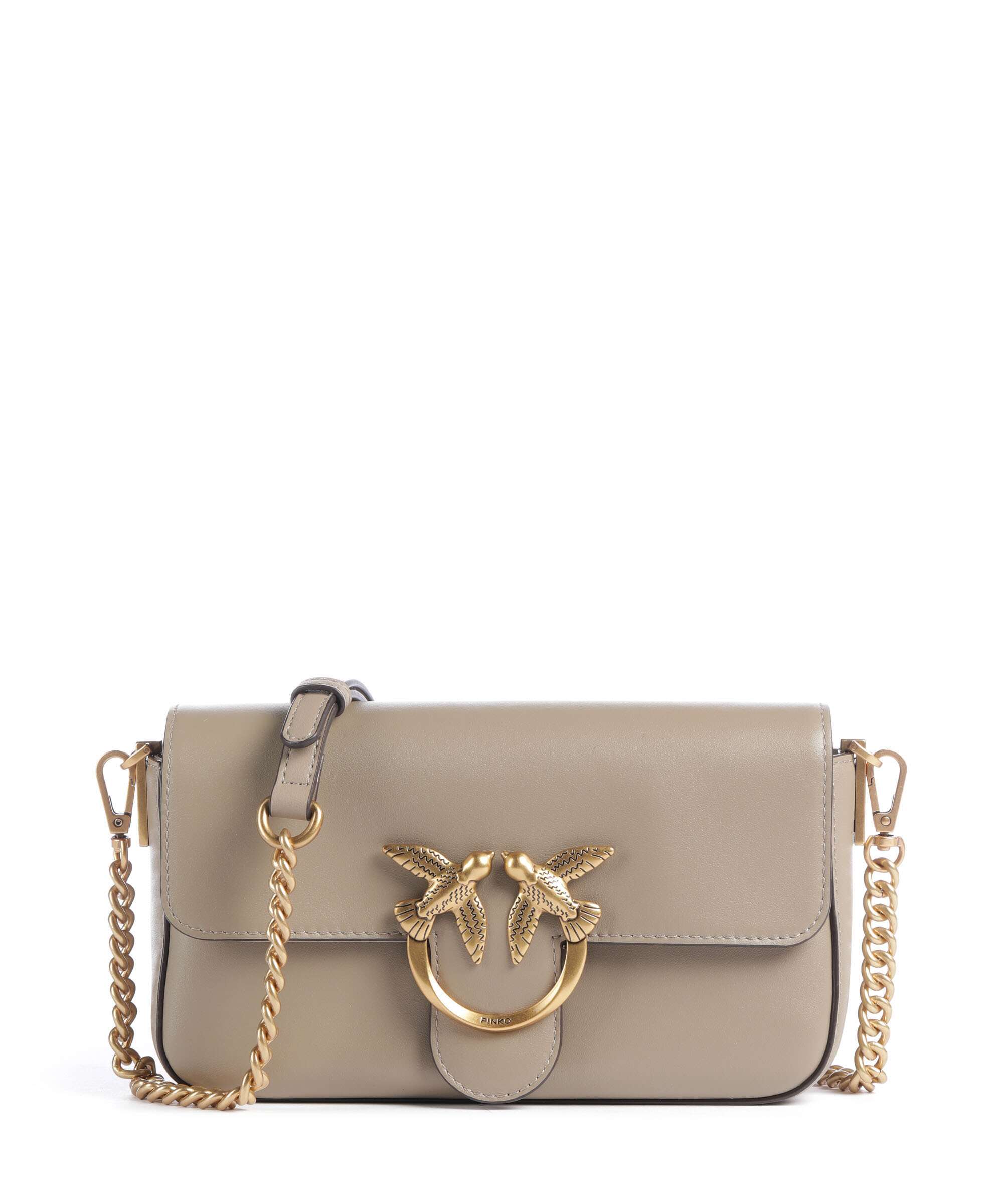 Pinko Love One Mini Slouchy Crossbody bag grigio talpa/antique gold