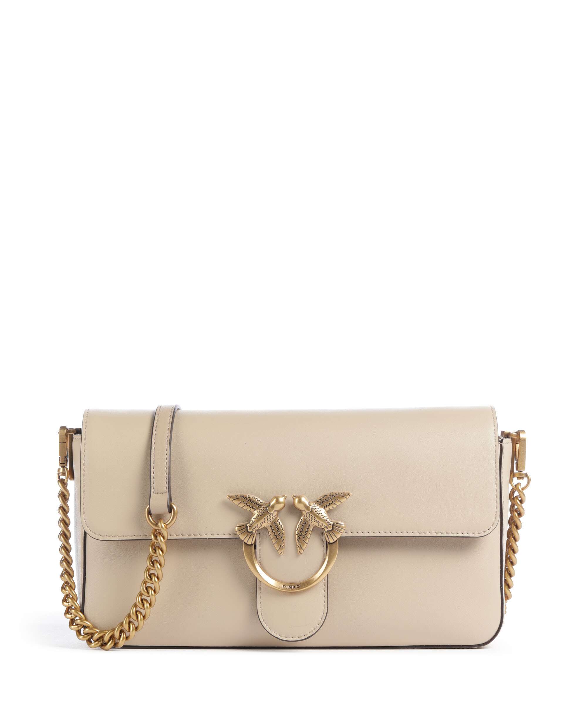 Pinko Love One Classic Slouchy Crossbody bag beige/grigio fumo/antique gold