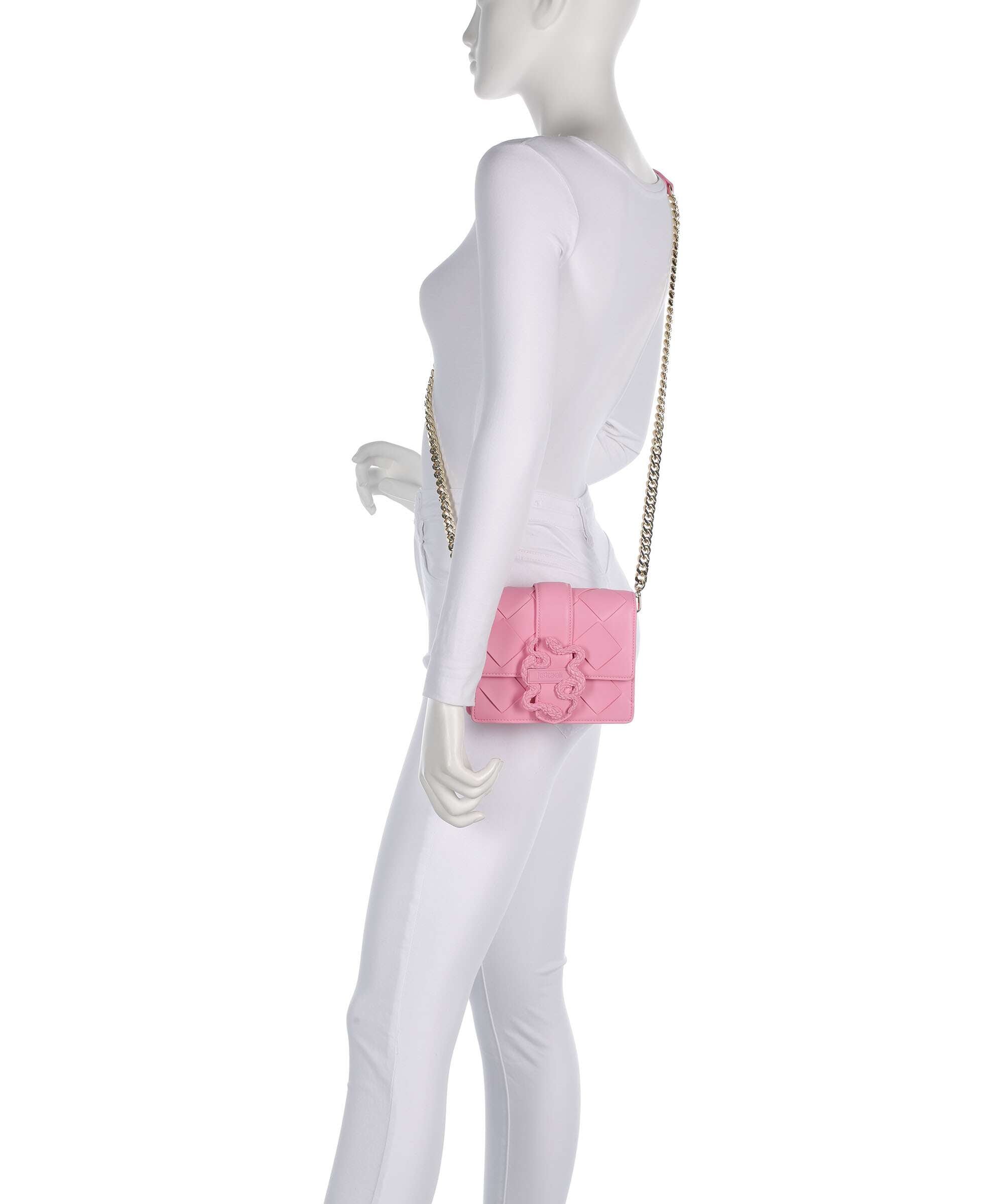 Just Cavalli Iconic Snakes Braided Crossbody bag begonia pink