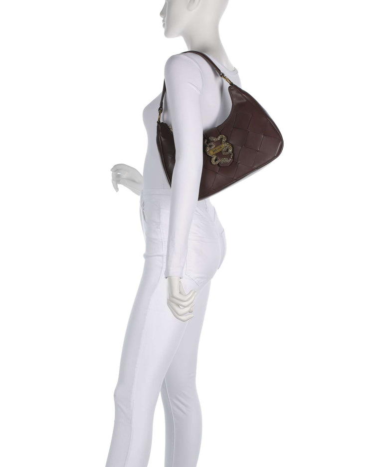 Just Cavalli Iconic Snakes Braided Shoulder bag black coffee