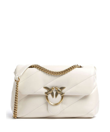 Pinko Love Puff Classic Schultertasche bianco seta/antique gold