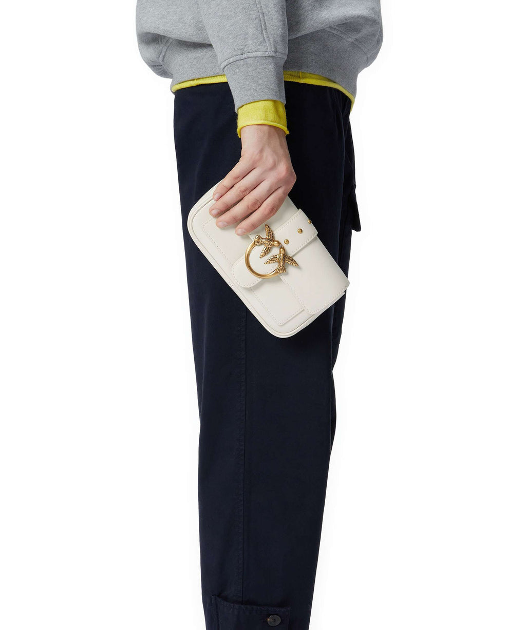 Pinko Love One Pocket Crossbody bag bianco seta/antique gold