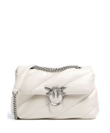 Pinko Love Puff Classic Schultertasche bianco seta/old silver