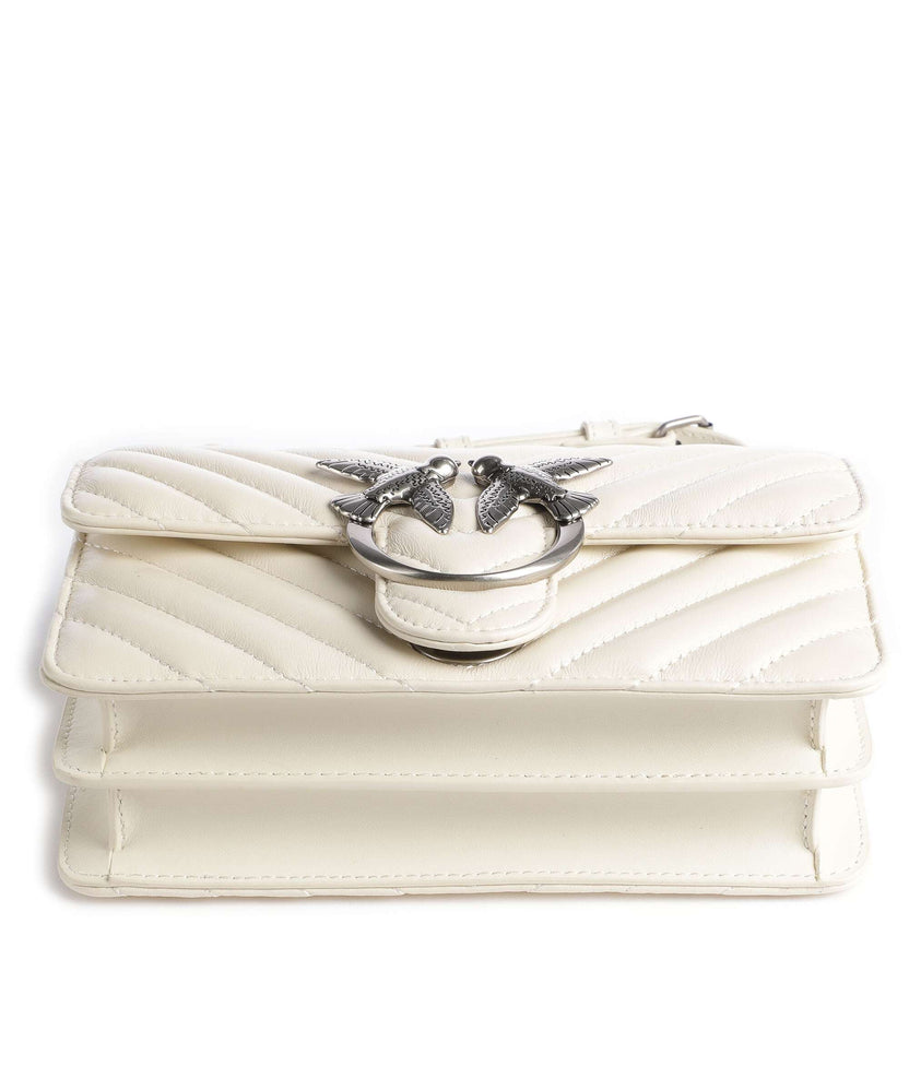 Pinko Love One Mini Shoulder bag bianco seta/old silver