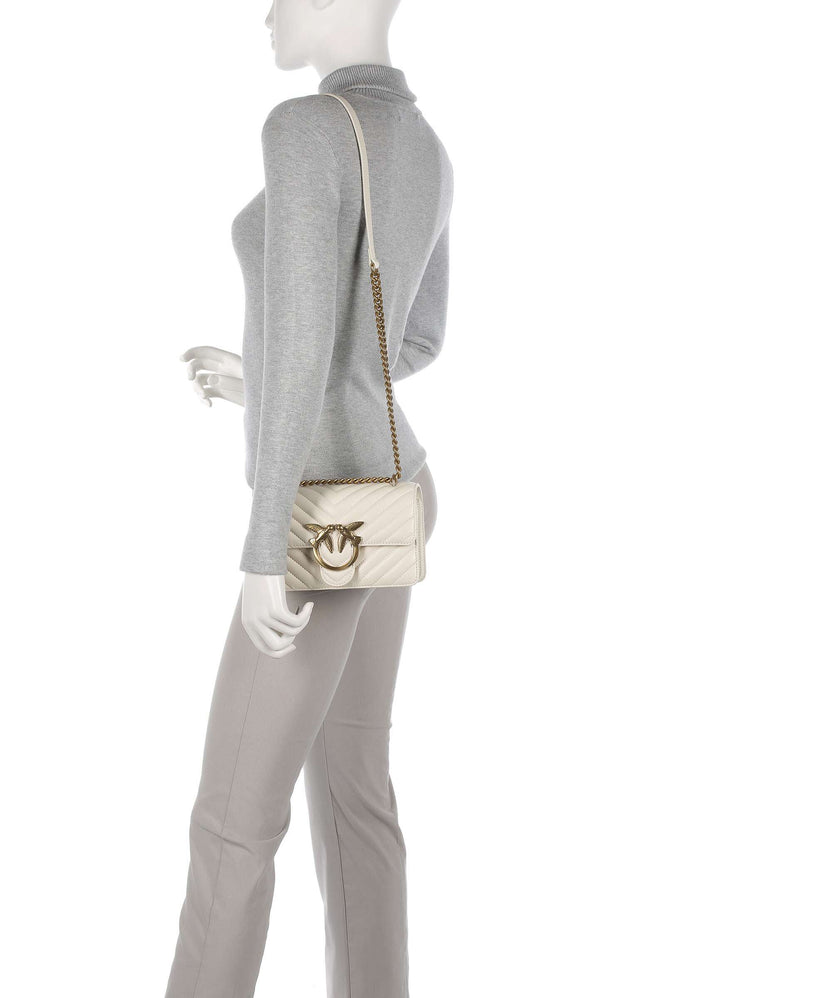 Pinko Love One Mini Shoulder bag bianco seta/antique gold
