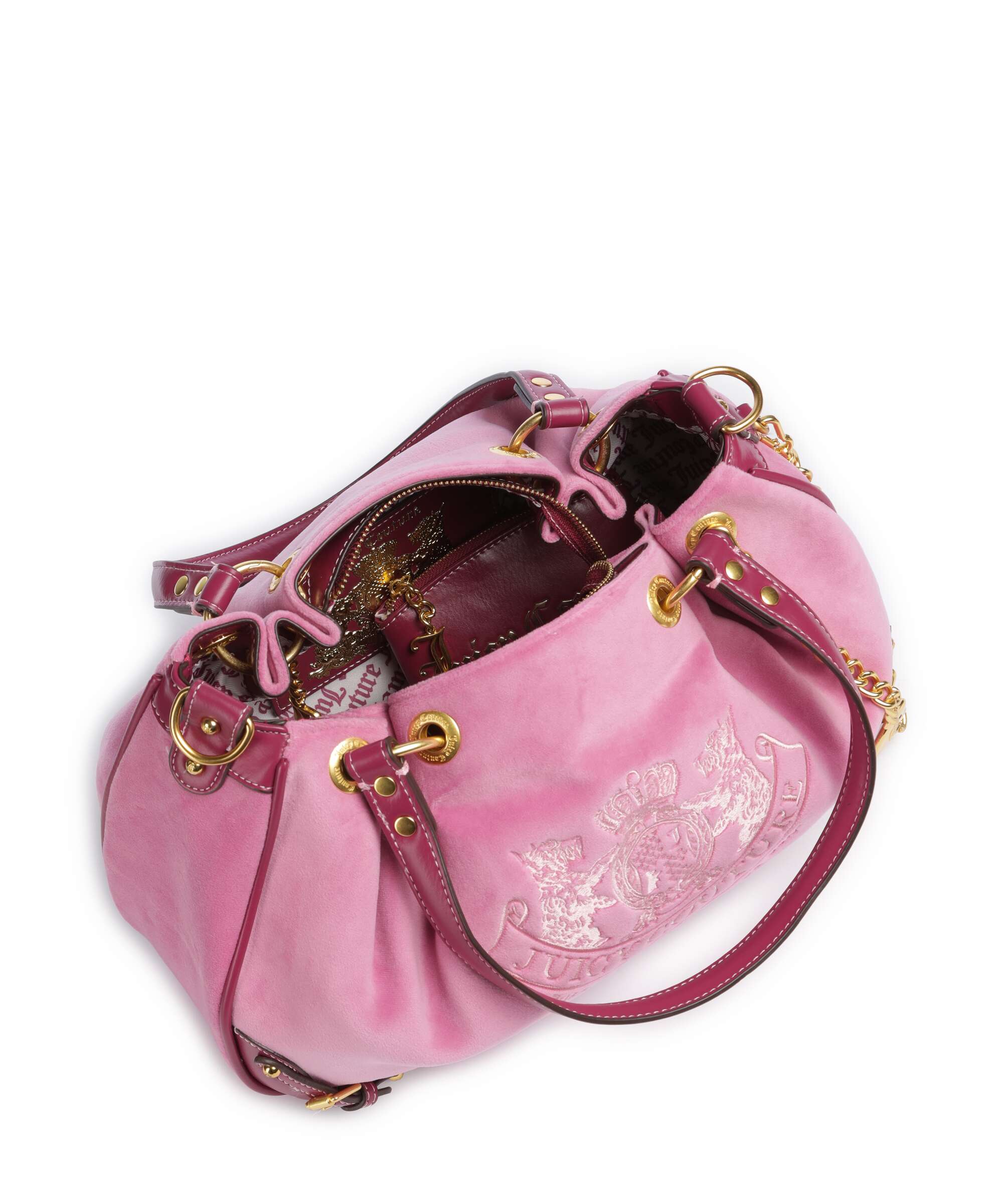 Juicy Couture Twig Narrative Velvet M Hobo bag super pink
