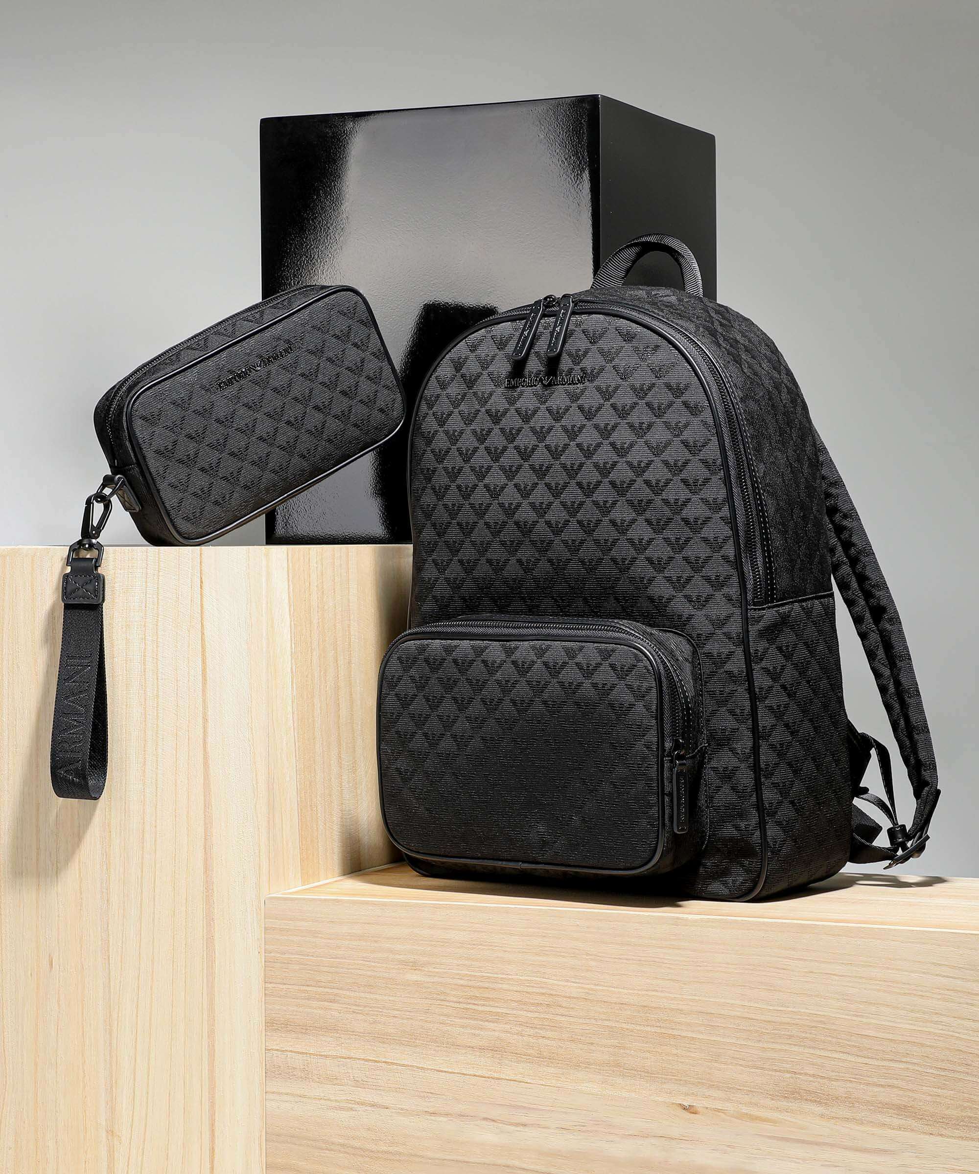 Emporio Armani Omnia Jacquard Backpack black