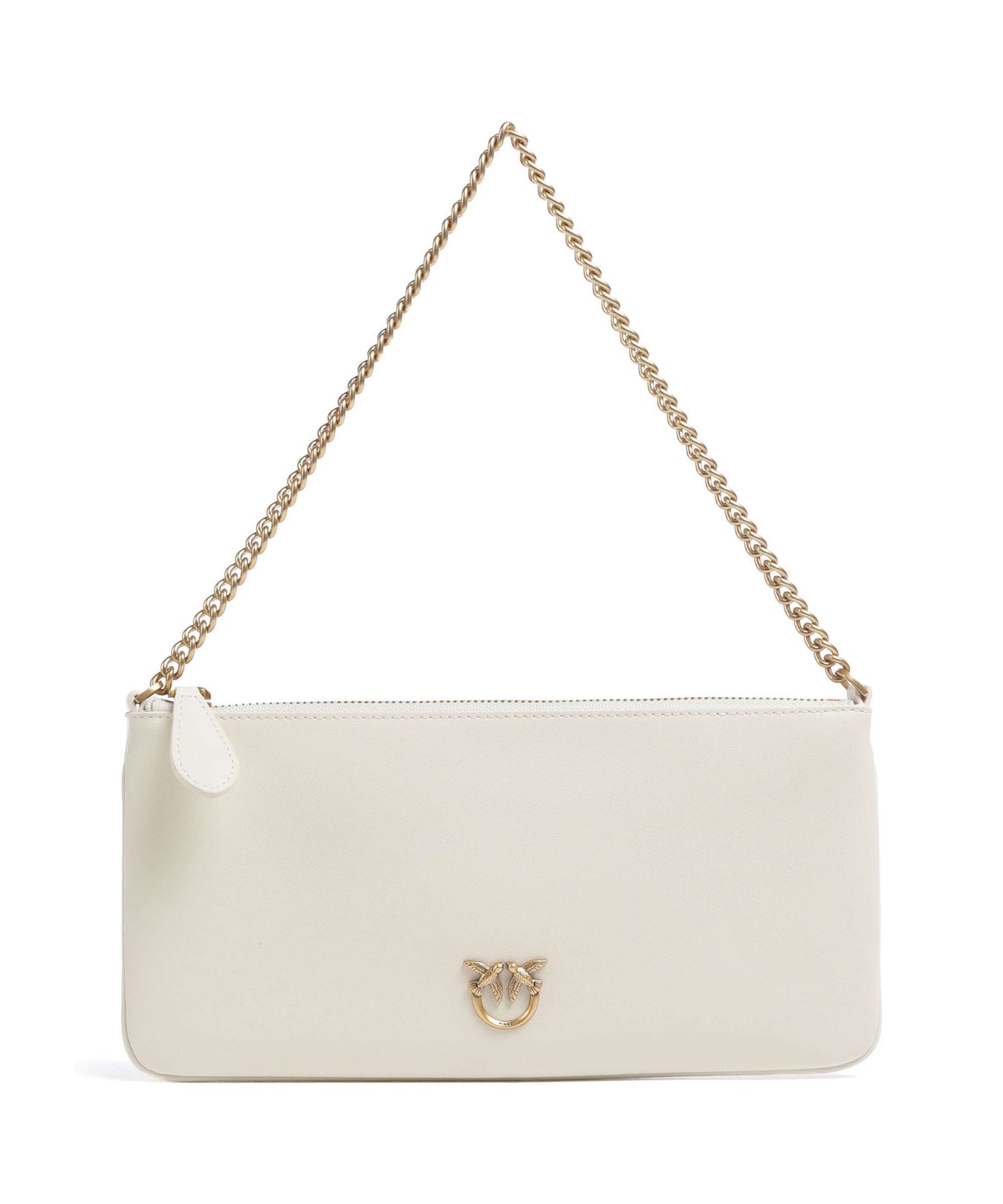 Pinko Flat Horizontal Shoulder bag bianco seta/antique gold