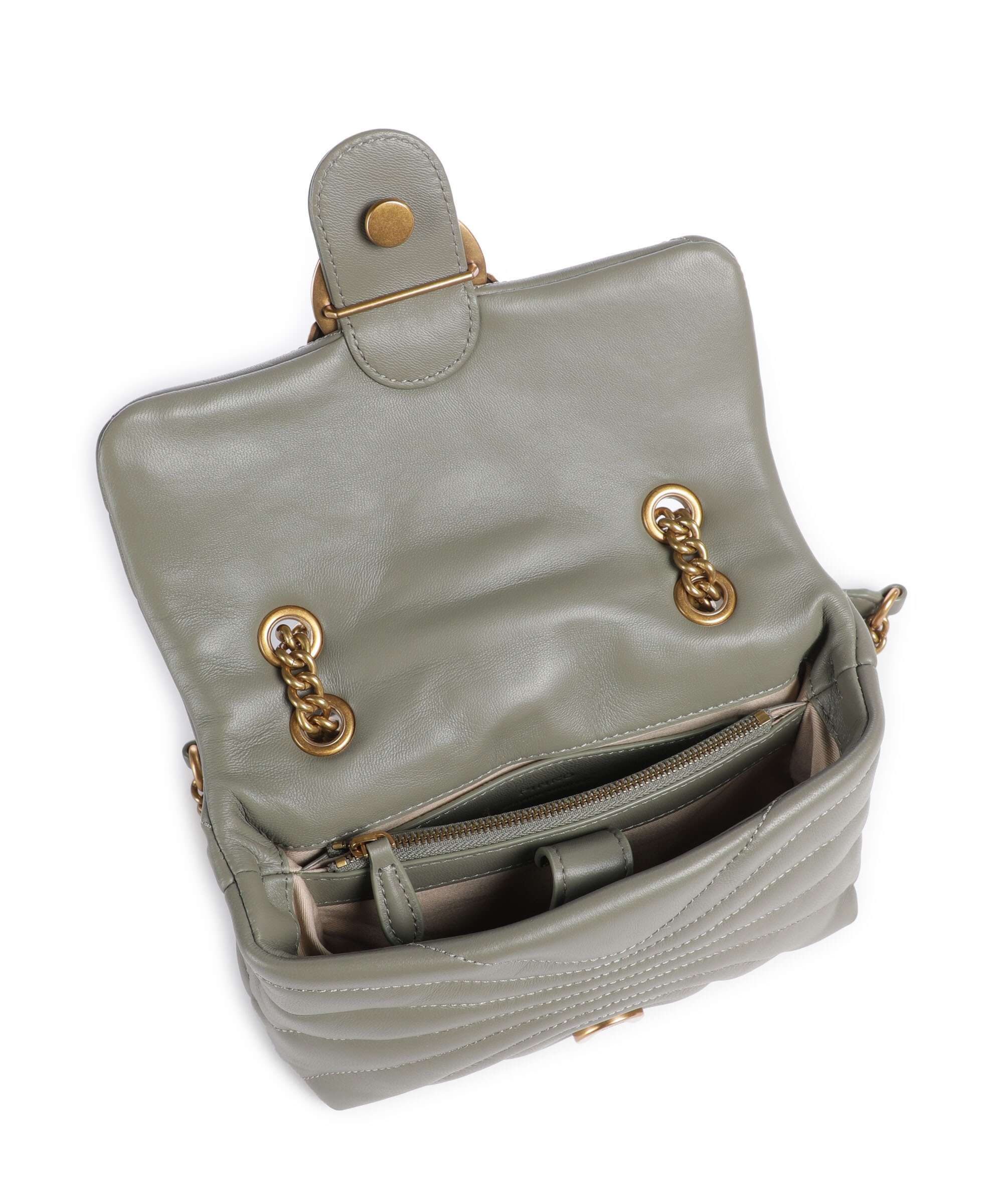 Pinko Love Puff Mini Shoulder bag verde vertiver/antique gold