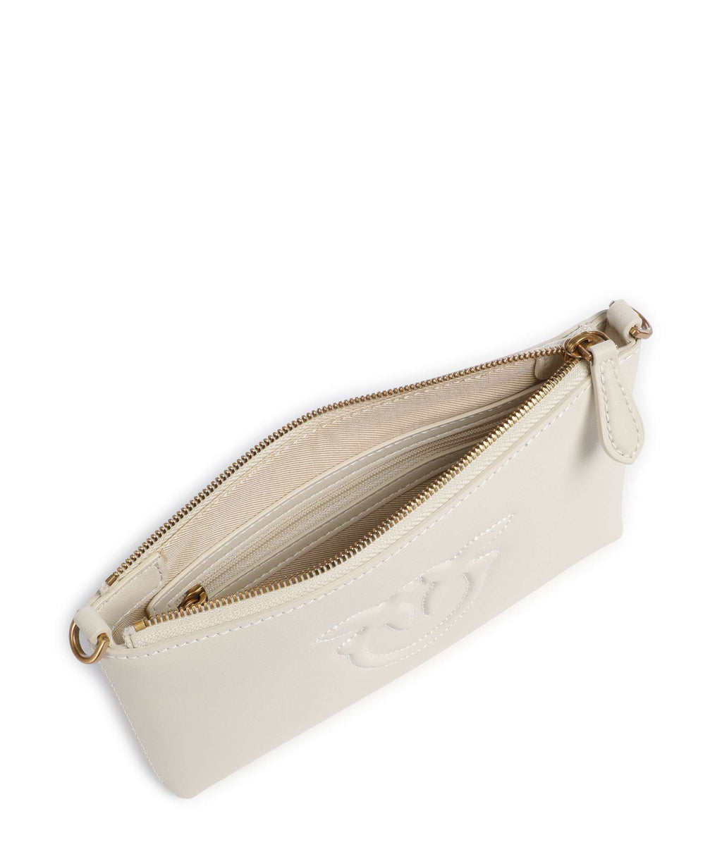 Pinko Flat Mini Crossbody bag bianco seta/antique gold