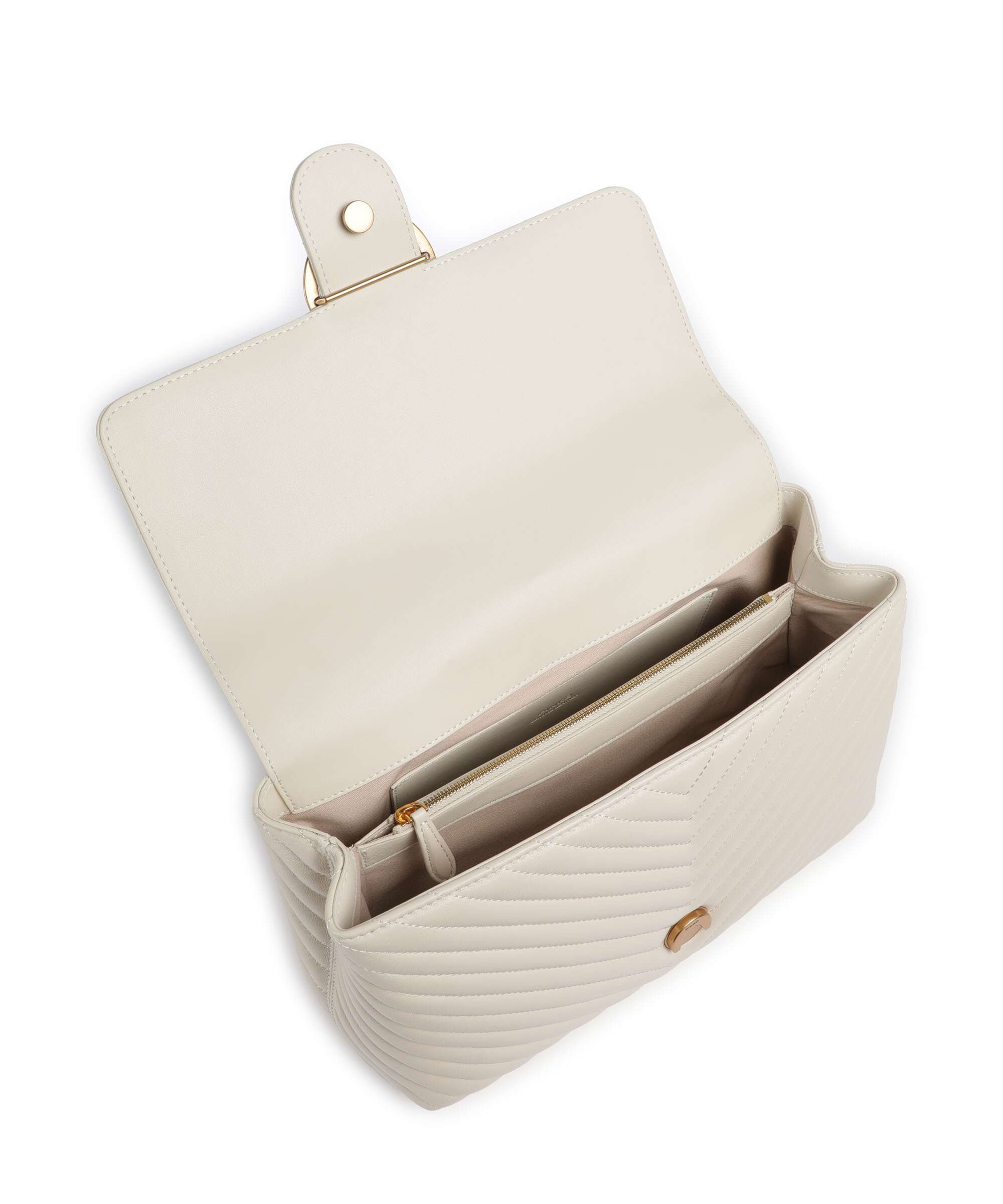 Pinko Love Lady Puff Big Handbag bianco seta/antique gold