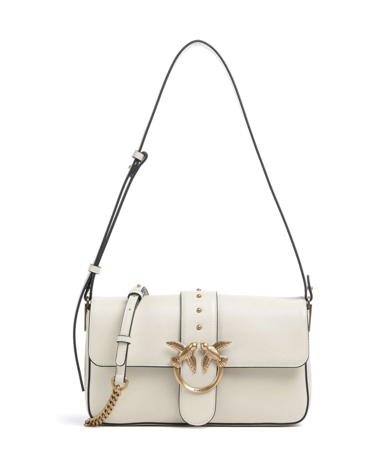 Pinko Love One Classic Slouchy Shoulder bag bianco seta/antique gold