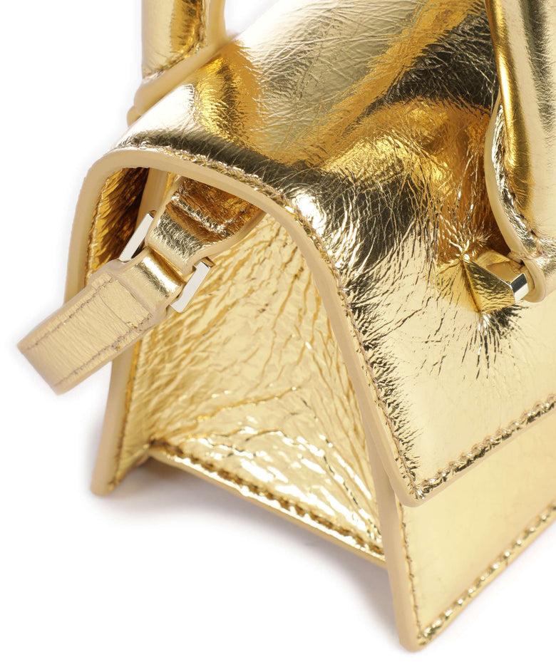 Patrizia Pepe Fly Bamby Metallic Handbag craquele gold