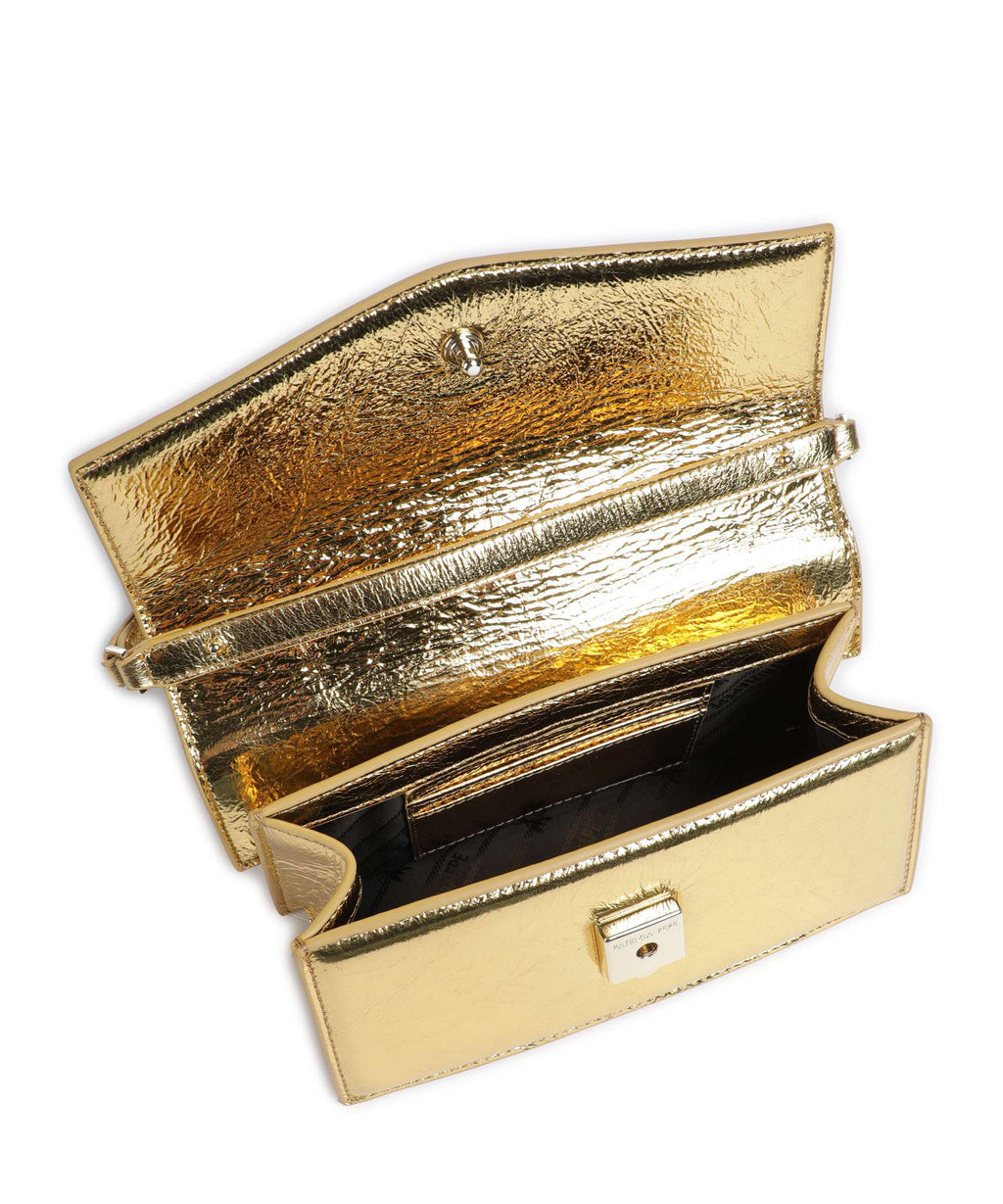 Patrizia Pepe Fly Bamby Metallic Handbag craquele gold