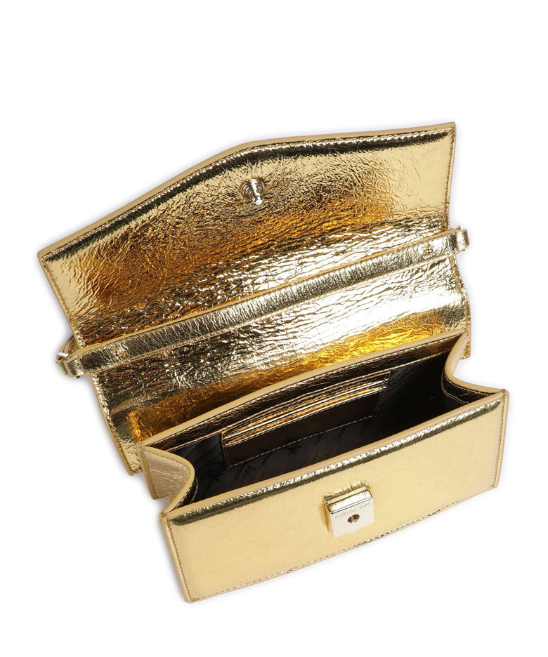 Patrizia Pepe Fly Bamby Metallic Handbag craquele gold