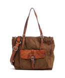 Campomaggi Borsa shopper verde militare/cognac